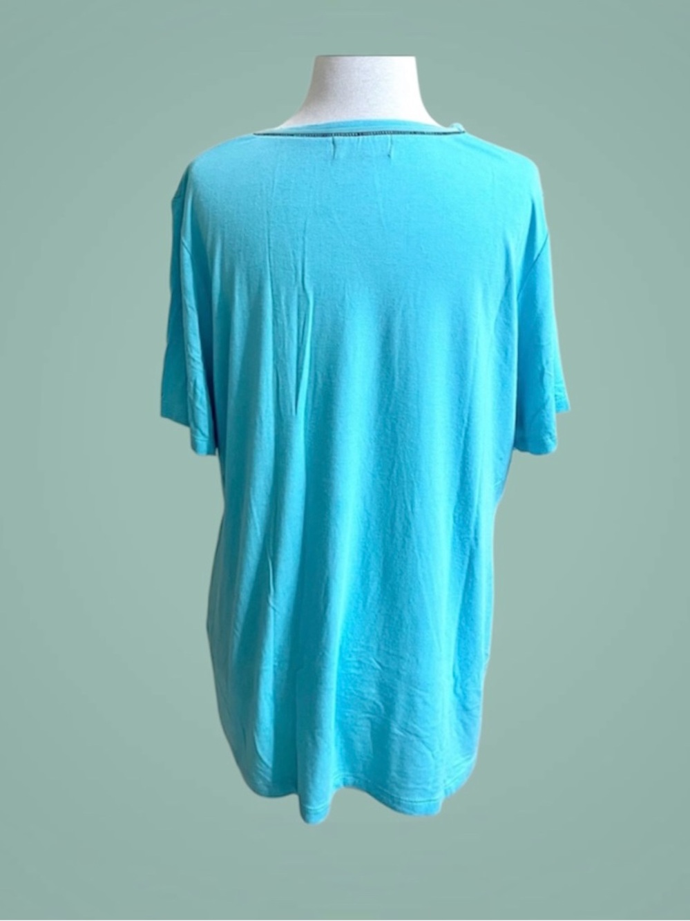 Anna Bella~T-Shirt Blouse-Size XL~Turquoise - Picture 3 of 8